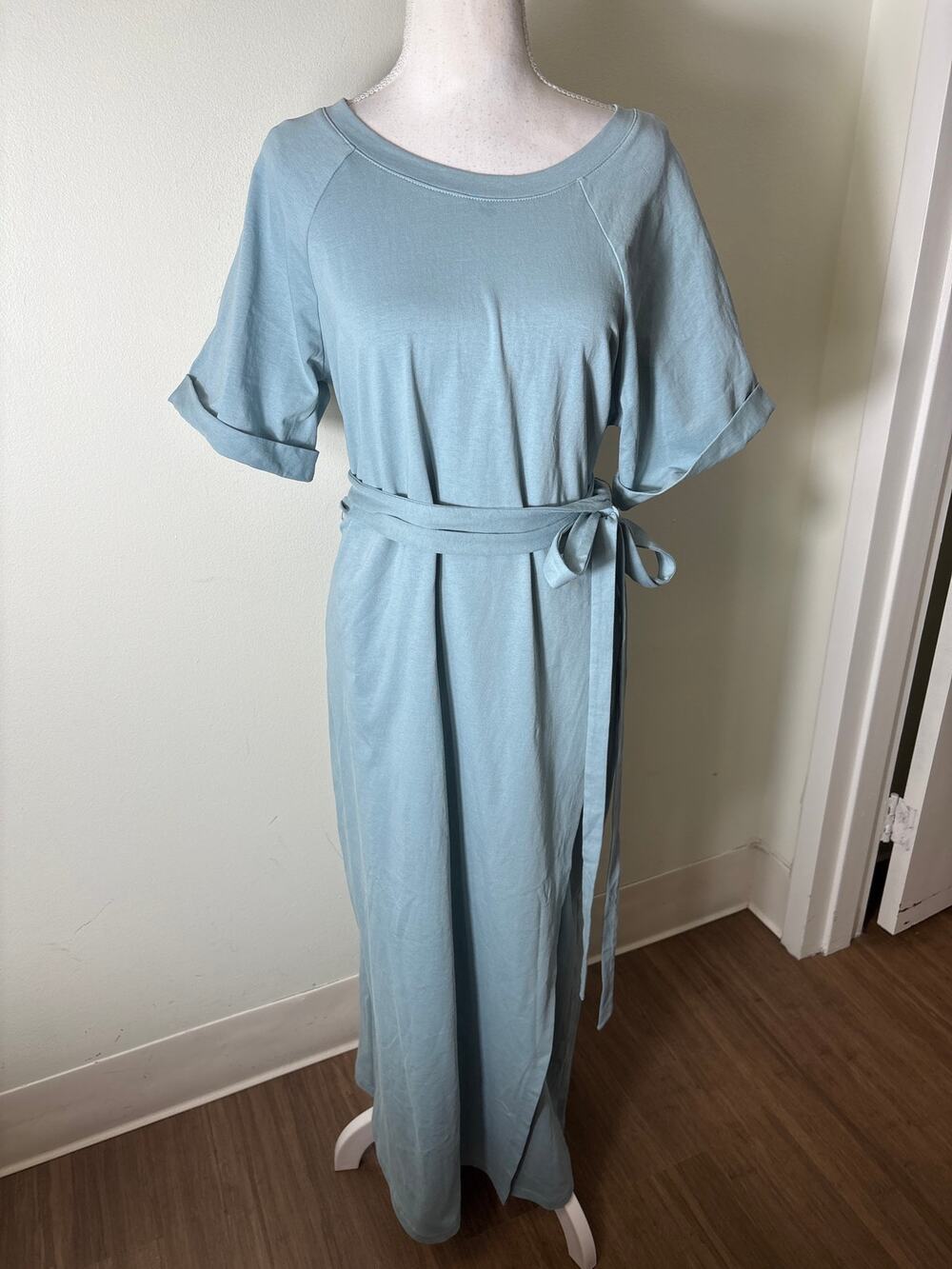Tuckernuck Light Blue Cuffed Sleeve Tee Maxi Dress Sz M